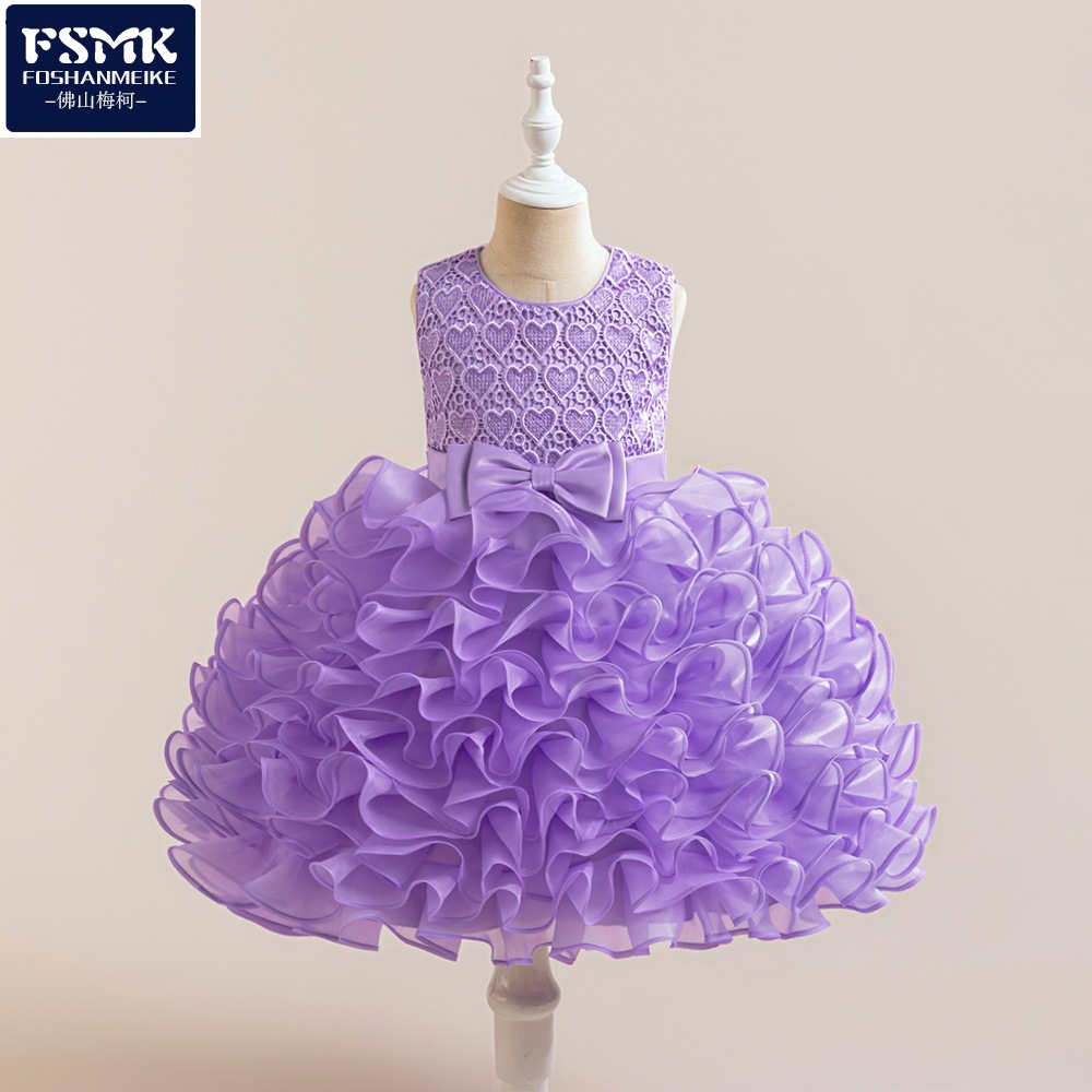 Europa y los Estados Unidos nuevos vestidos infantiles niños y medianos vestidos de pastel de malla multicapa vestidos de piano vestidos de novia vestidos de princesa