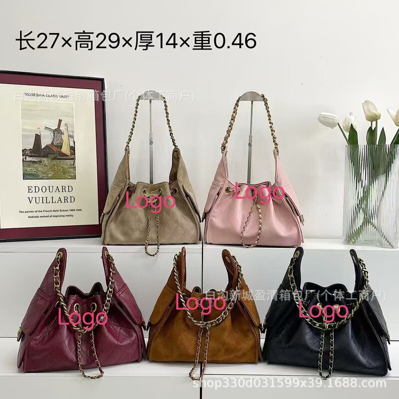 2025 New Rhombus Chain Bucket Bag Single Shoulder Crossbody New Women's Bag High-End Fragrance Women's Bag Style