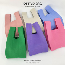 小众设计糖果色简约针织手提包手拎包女百搭大容量托特包厂家批发
