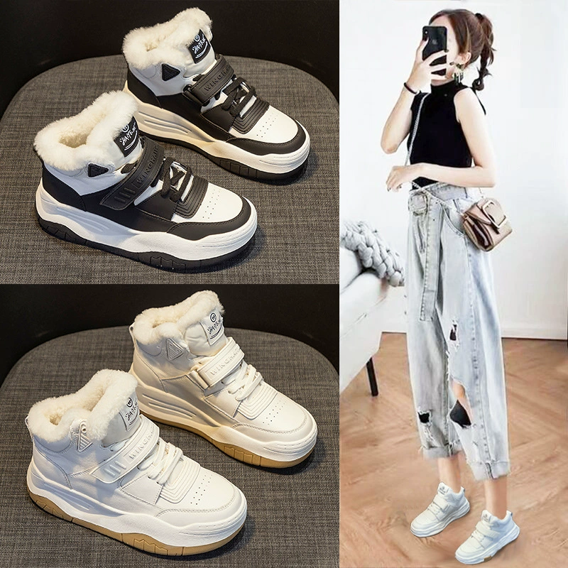 Женская хлопковая обувь интернет-знаменитостей в одном стиле, женская обувь 2025 года, теплая и супер горячая снежная хлопковая зимняя новая бархатная повседневная спортивная обувь, тренд