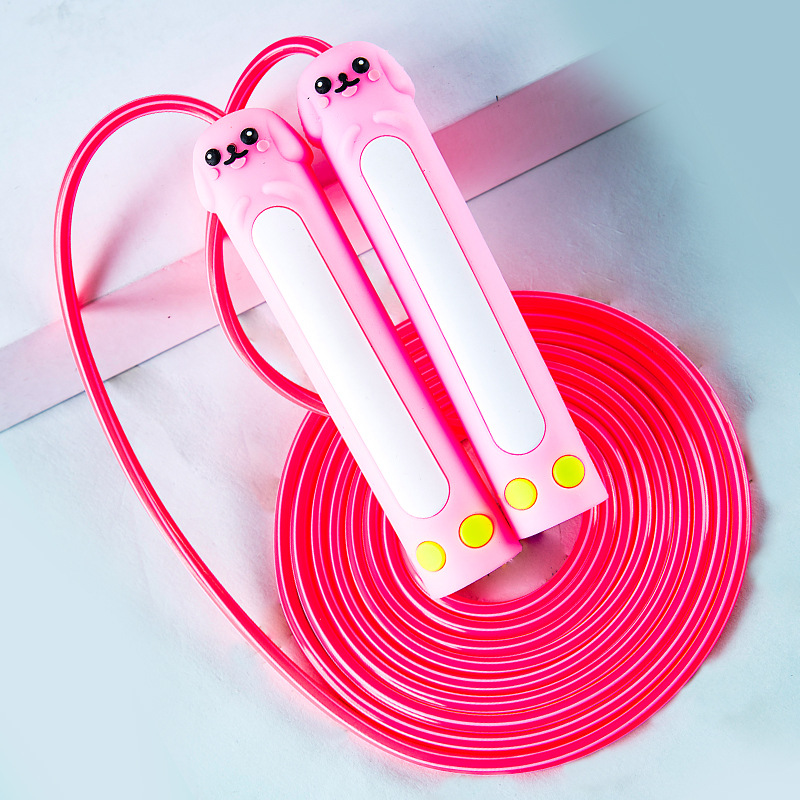 Cuerda de saltar de goma suave de dibujos animados para niños mango elástico resistente al desgaste resistente a tirones cuerda de goma suave mango de silicona entrenamiento de examen deportivo cuerda de saltar