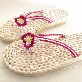 纯手工草编鞋玉米皮男士女士情侣人字拖沙滩鞋休闲鞋拖鞋景点热销