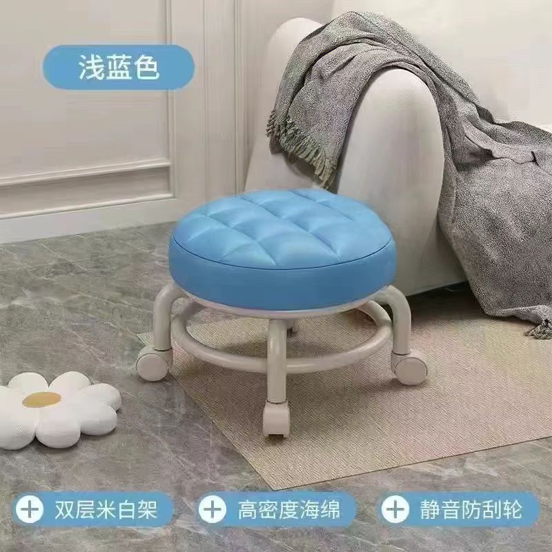 家庭用滑車付き小さなスツール、滑車付きローテーブルスツール、子供用スツール、大人用靴交換スツール、万能ホイール付き小さなスツール、丸型スツール|undefined