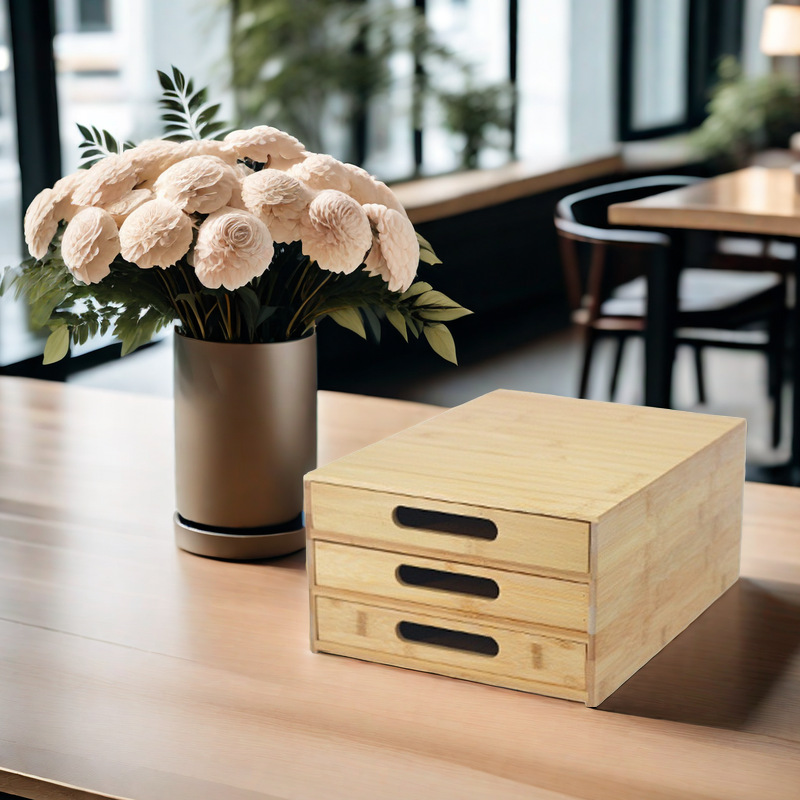 Gabinete de almacenamiento de bambú Caja de almacenamiento de escritorio china Juego de té de alta gama para el hogar Gabinete de almacenamiento de ceremonia del té al por mayor