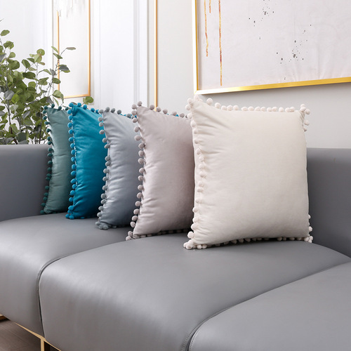 Velvet Pillowcase Fur Ball Waist Support WISH Factory