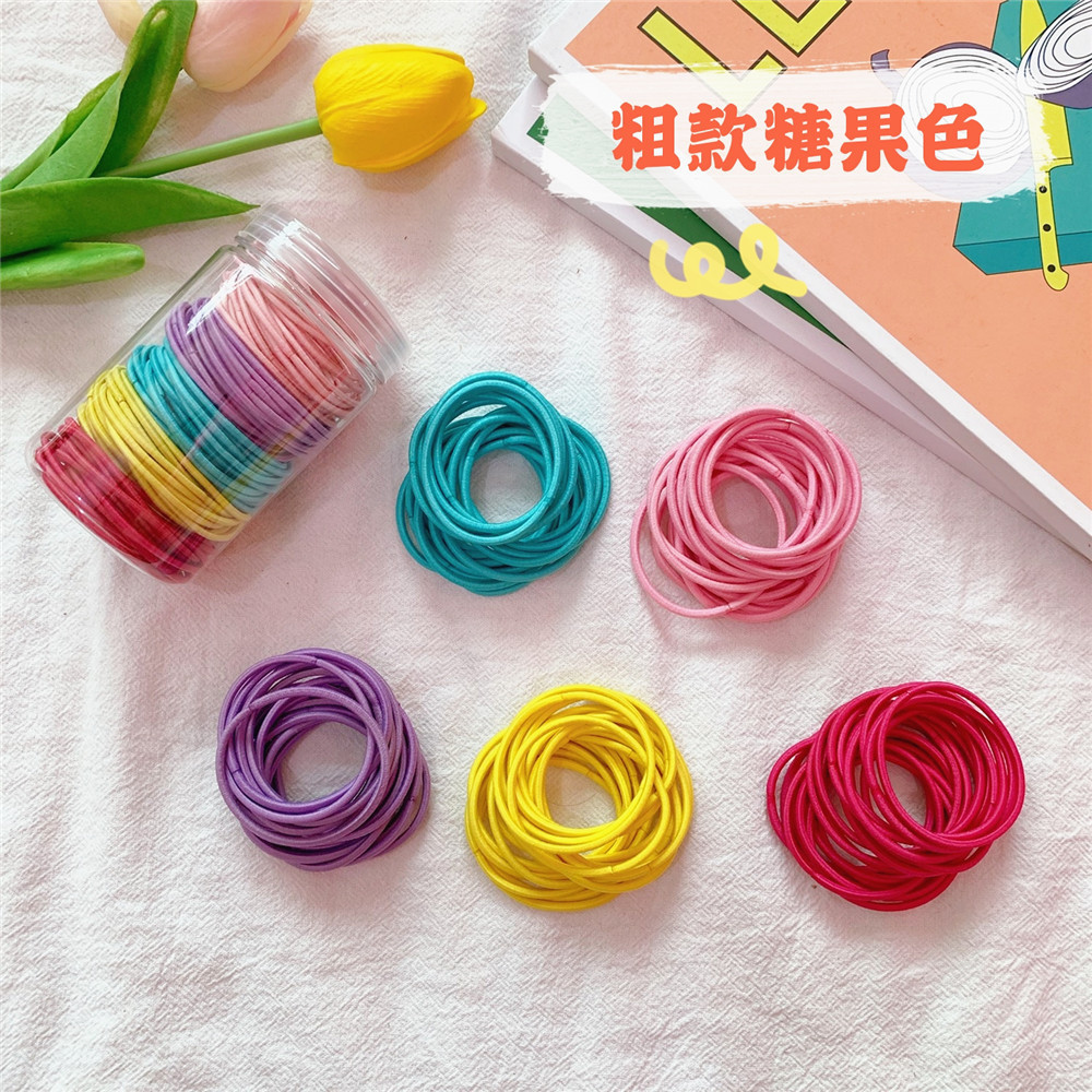 100 bandas de goma de barril banda de goma gruesa y delgada banda de pelo corbata de Pelo elástico de Corea del Sur