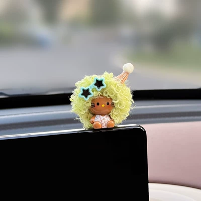 Car ornaments | Decorations Cute Female Influencer - seamless-installation-and-free-film-green-afro-kt