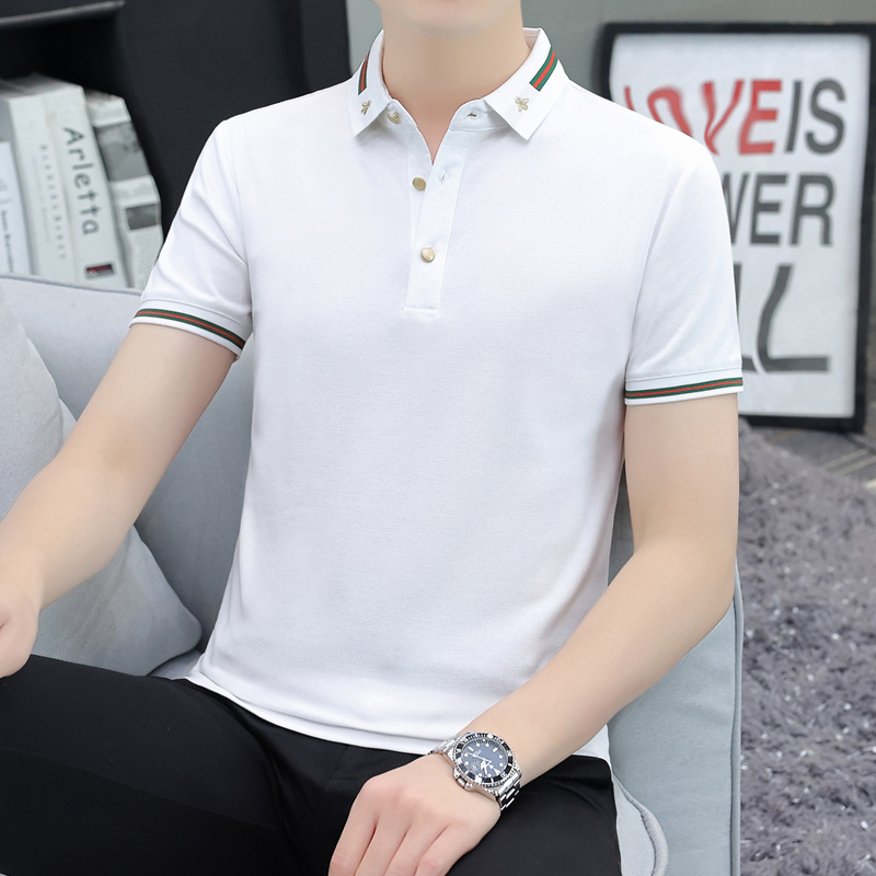 여름 새로운 반팔 티셔츠 남성용 폴로 보텀 셔츠 캐주얼 옷깃 반 소매 남성 티셔츠 탑 타이드 브랜드 도매