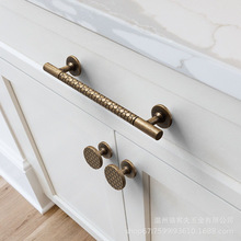 北欧风做旧抽屉单孔拉手仿古铜衣柜门拉手实心锌合金滚镀复古把手