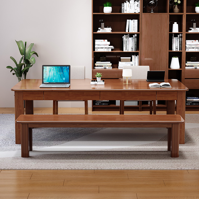 escritorio largo de la sala de estar de madera sólida mesas de trabajo domésticas con cajones para la sala de estar escritorio de escritorio