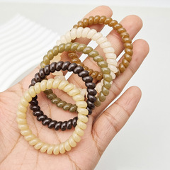 韓國東大門果凍色系電話線發圈女不傷發耐用發繩皮筋馬尾頭繩髮飾