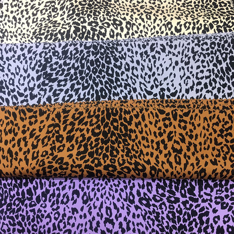 Fábrica directa 100 tela de algodón elástica 4 vías malla elástica leopardo vestido