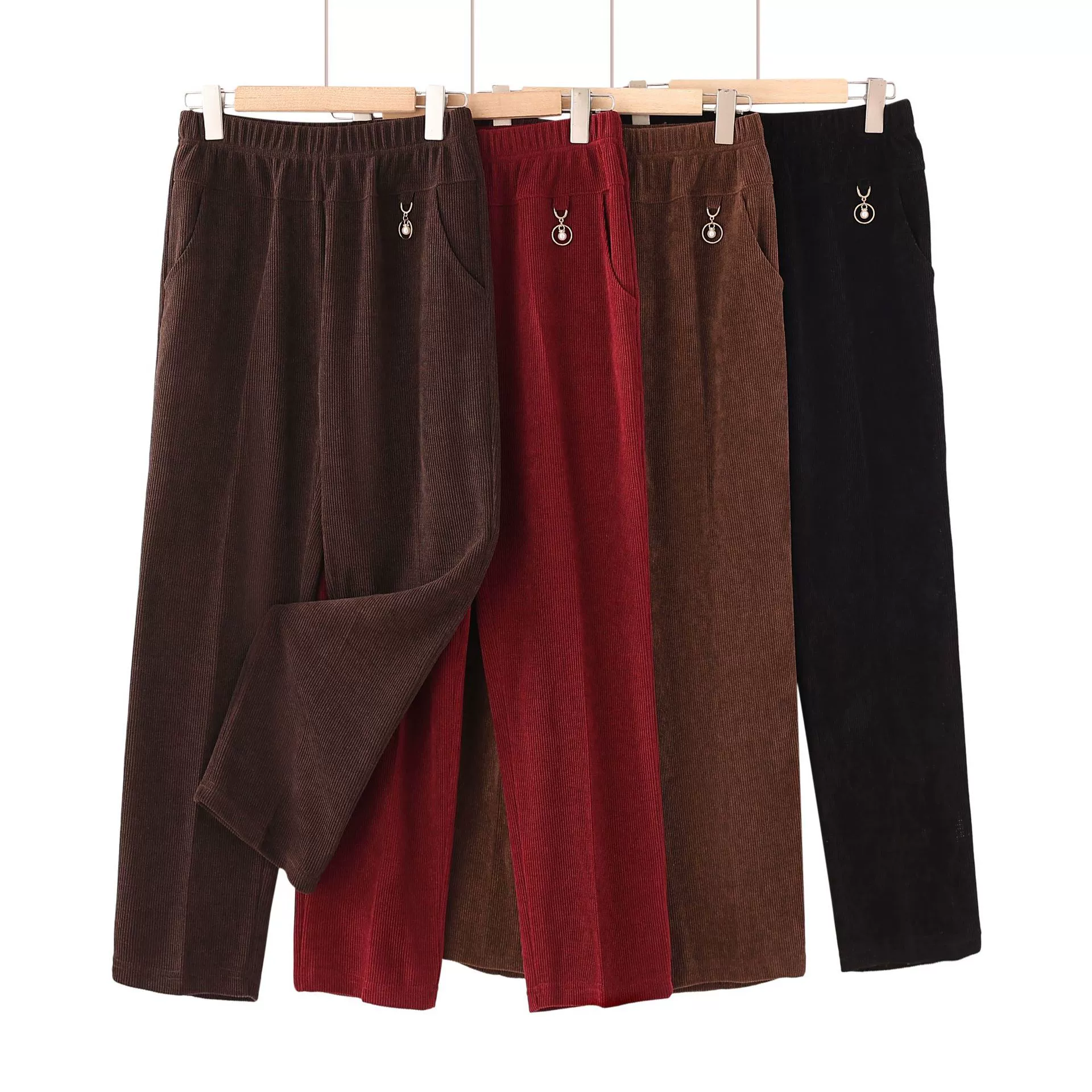 Осенние и зимние новые мамы с бархатными теплыми брюками