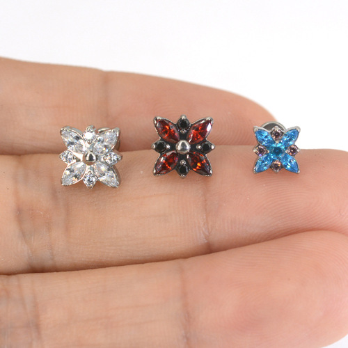 G23 titanium body piercing jewelry cross-border hot style zircon earrings and lip nails wholesale Amazon piercing now