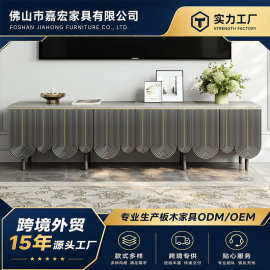 高端艺术设计豪华实木电视柜意式条纹异形储物柜酒店家用卧室客厅