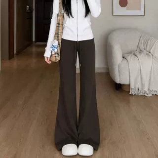 咖色微喇瑜伽裤女2026新款秋冬加绒高腰提臀显瘦喇叭运动卫裤子