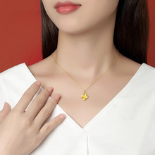 钛钢不掉色越南沙金四叶草项链吊坠仿黄金幸运草o字锁骨链女款抖