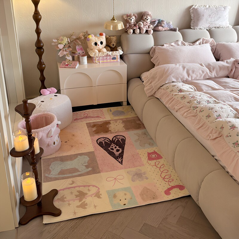 Patchwork Doll Vintage Patchwork Imitation Cashmere Bedside Rug Cute Girly Style for Bedroom and Living Room, Resistant to Dirt and Easy to Clean Patchwork Doll Vintage Patchwork Imitation Cashmere Bedside Rug Cute Girly Style for Bedroom and Living Room, Resistant to Dirt and Easy to Clean