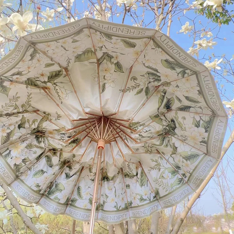 Little Red Book ins Retro High Color Value 16 Bone Color Glue Double Layer Sun Umbrella Girls Sun Protection UV Protection Sunshade