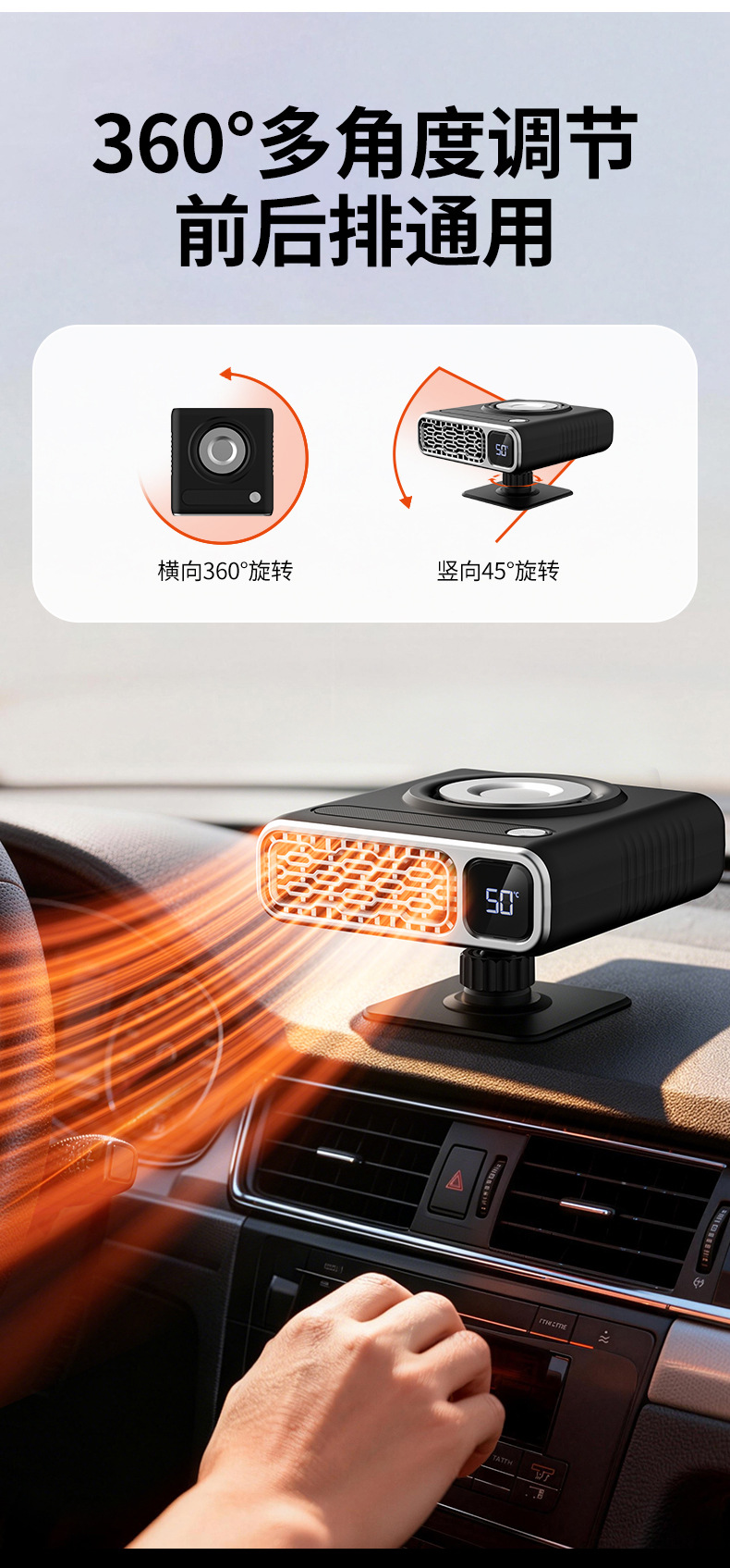 Car-mounted heater, car glass defogger and defroster, intelligent rapid heating and cooling fan, heater