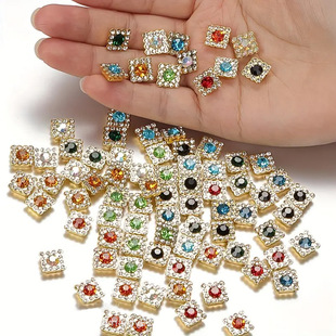 Square Rhinestone 10mm Flower Plate Rhinestone Buckle Double-Layer Claw Rhinestone DIY Top Bead Hand-Sewn Rhinestone Jewelry Accessories Wholesale Sparkling Rhinestone