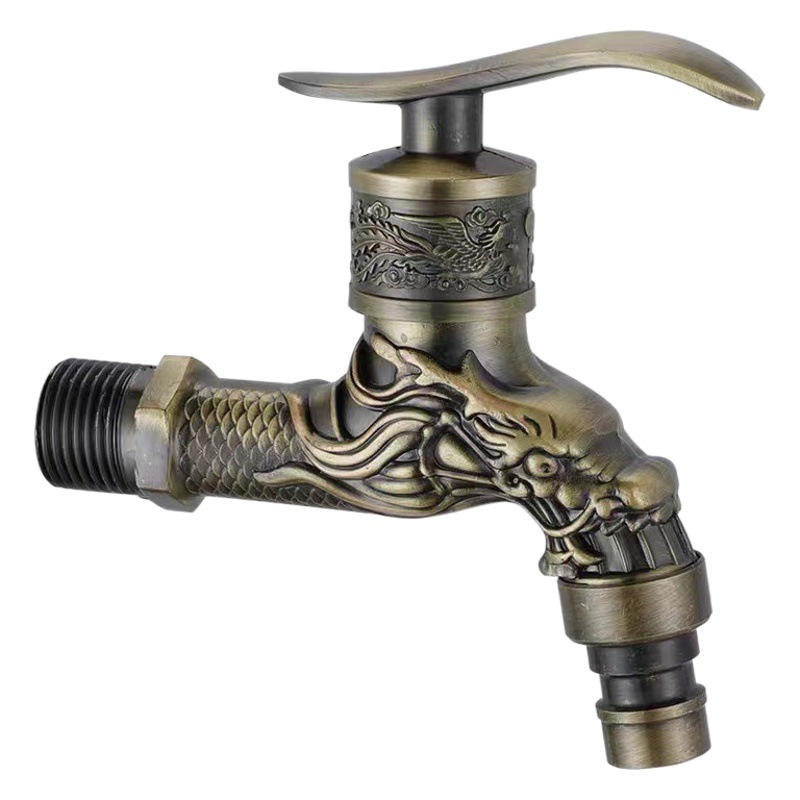 C Aleación de zinc de estilo europeo antiguo grifo sola lavadora fría piscina fregona grifo montado en la pared Retro grifo