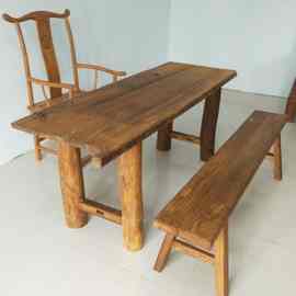 老榆木门板茶桌吧台榆木板实木复古怀旧风化旧木楼梯板茶台桌