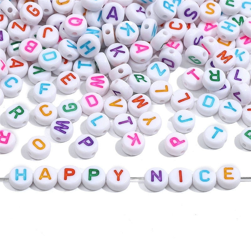 Acrylic children's beads with letters, accessory, accessories, 4×7mm, English, early education