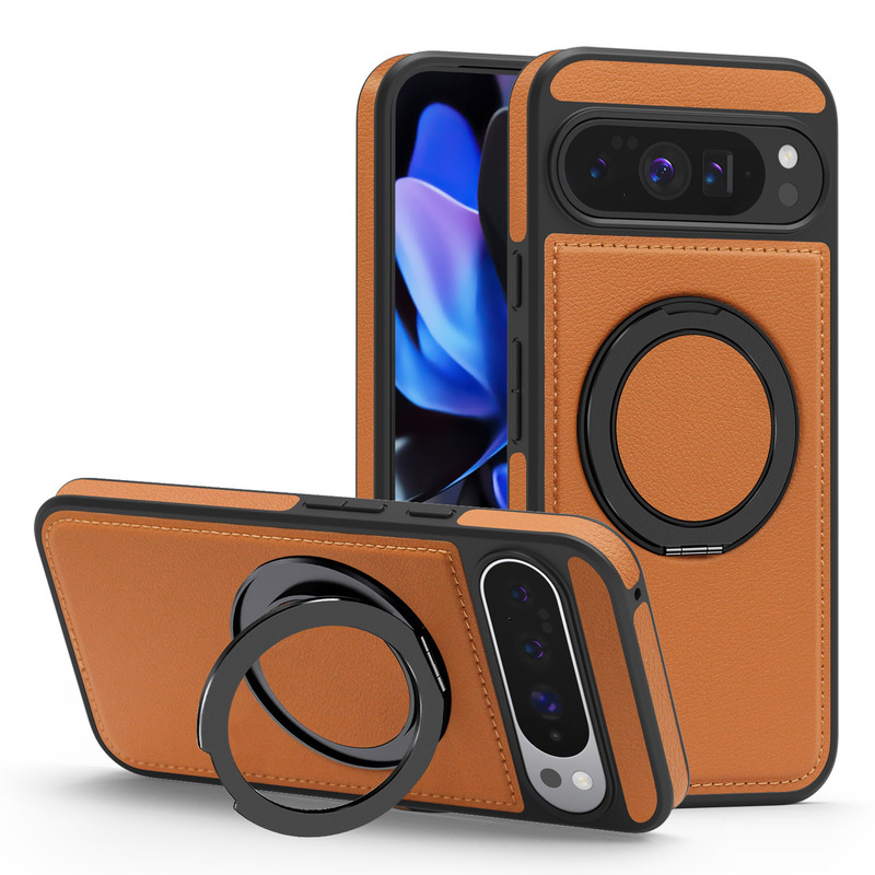 适用谷歌pixel10ProXL磁吸手机壳旋转支架Goolge pixel9A皮革防摔|undefined