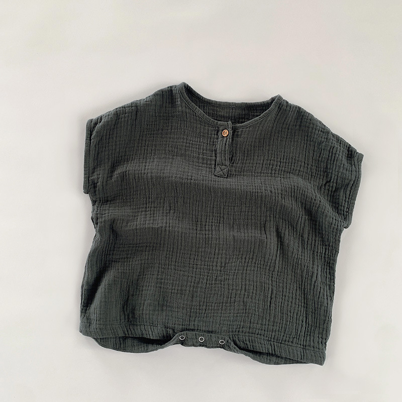 Mono para niños de verano de doble capa de algodón arena delgada transpirable bebé sin mangas mameluco estilo coreano bebé niña ropa para niños