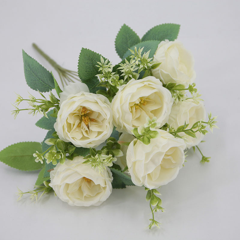 Flor artificial 7 cabeza Austin Rosa peonía flor boda apoyos Rosa artesanía flor falsa al por mayor