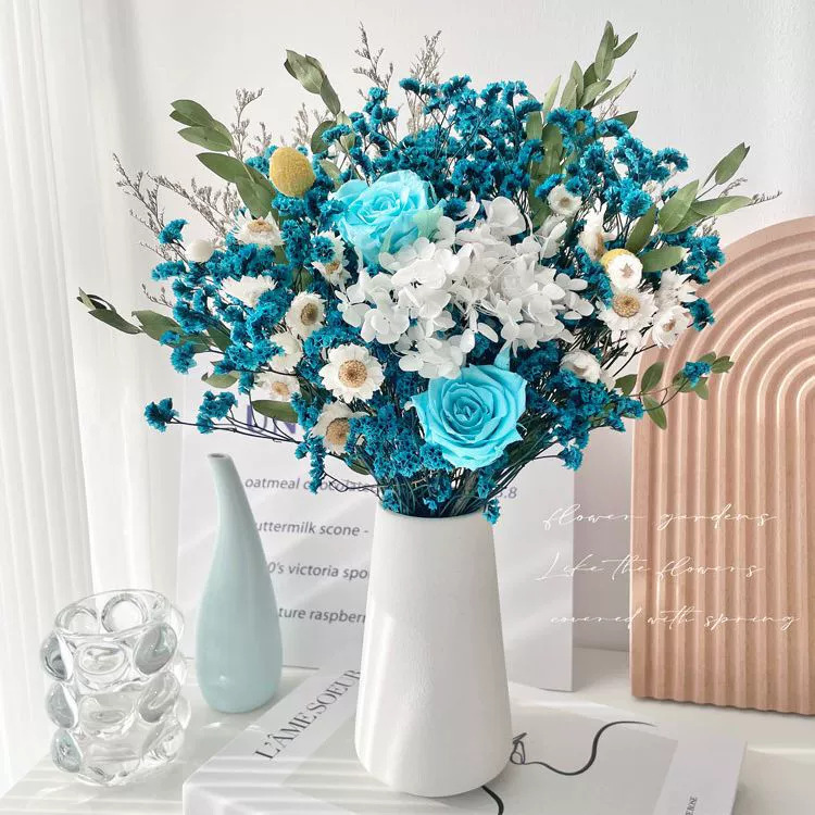 Flor inmortal rosa eucalyptus ramo de flores secas flores verdaderas estrellas hortenida sala de estar decoración del hogar de alta calidad