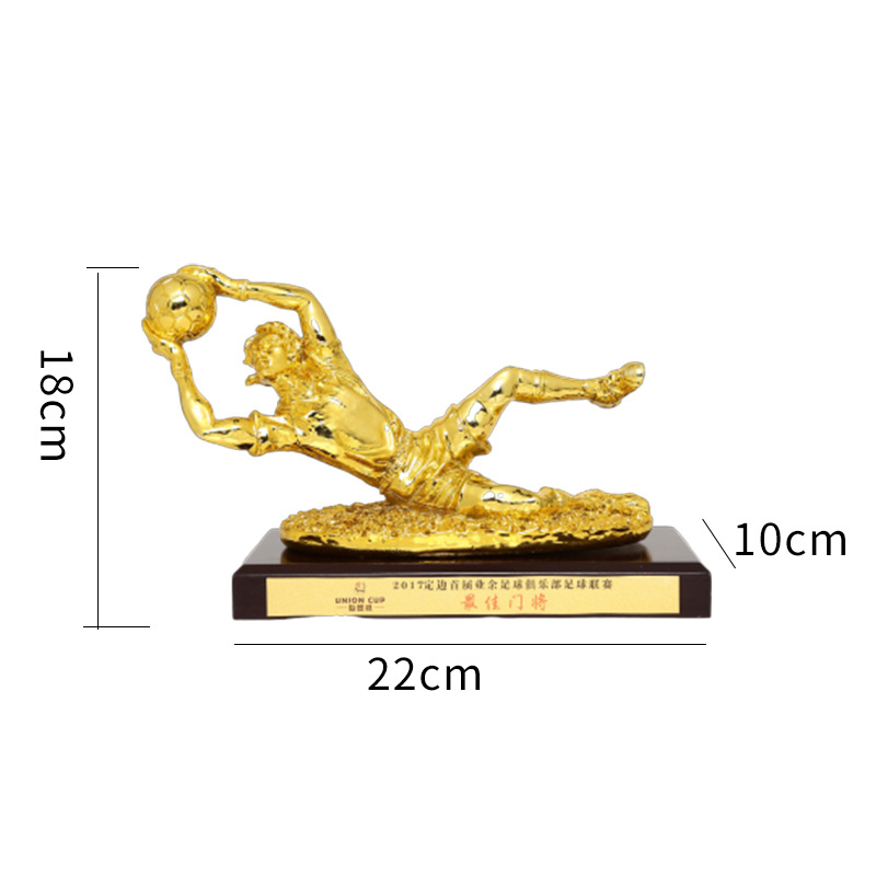 Copa de Europa Trofeo de portero de fútbol Guantes de oro Tirador de portero Trofeo de pelota de oro Partido de resina Trofeo de fútbol grabado