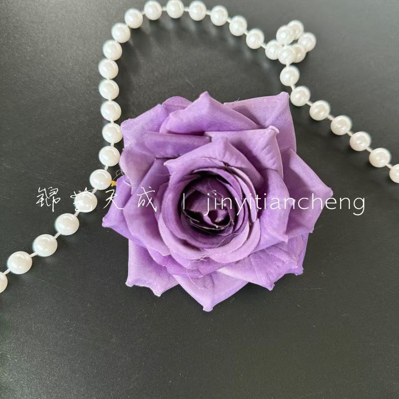 10cm复古玫瑰花头仿真花簪花头饰diy材料鞋扣配件520花艺婚礼布置|undefined