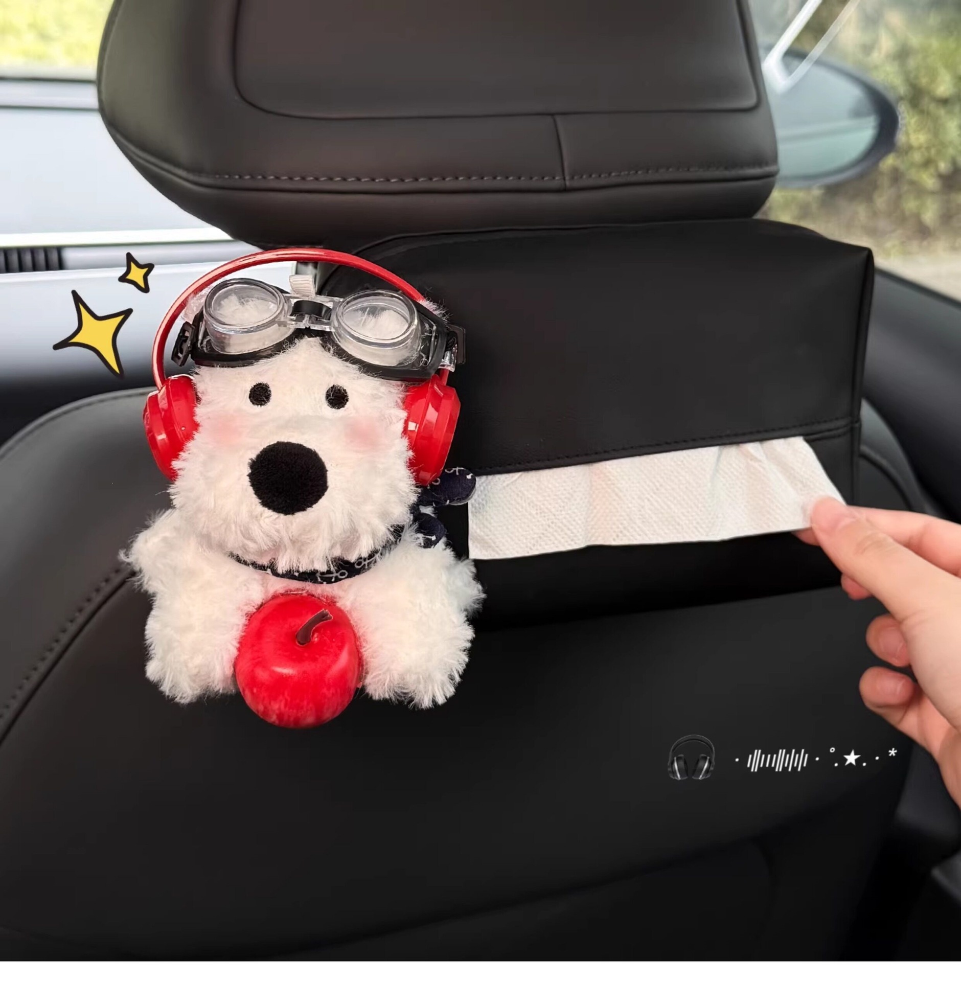 2026 New Model West Highland Car Tissue Box, Car Headrest Tissue Holder, Seat-Mounted Car Tissue Bag, Cute for Women
