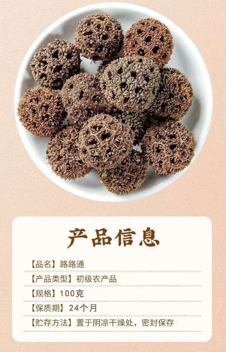 Lulu Tong Sweetgum Fruit 100g Jar Dried Lu Lu Tong Herb for Decoction and Culinary Use in use