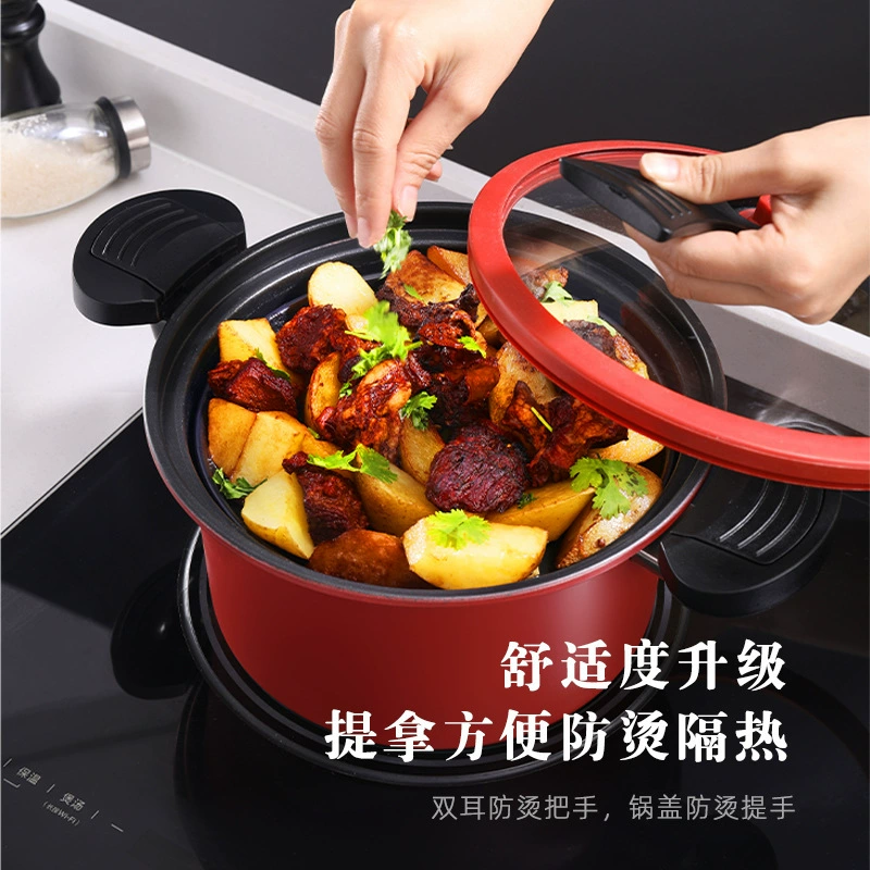 Кастрюля Long (LD-TM530) Hongyun, микровакуумная скороварка, антипригарная суповая 3 л, микроскороварка для тушения мяса, многофункциональная домашняя кастрюля