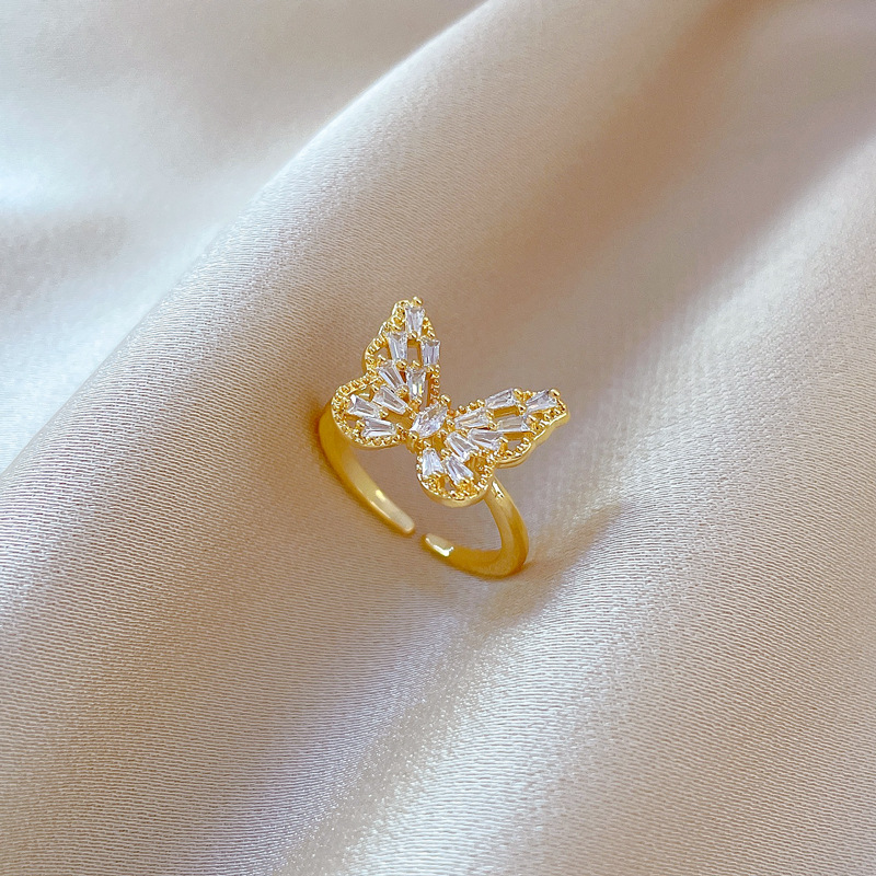 Designer Ring Schmetterling Mit Zirkonia Luxus Offener Fingerring_voghion.com