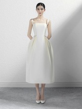 法式小众设计女装跨境牌2024夏新款吊带纯色礼服裙抹胸连衣裙