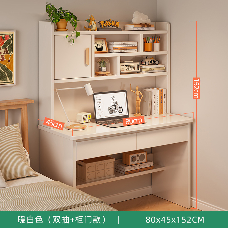 따뜻한 흰색 80CM |   더블 드로우 스타일 + 캐비닛 도어 스타일
