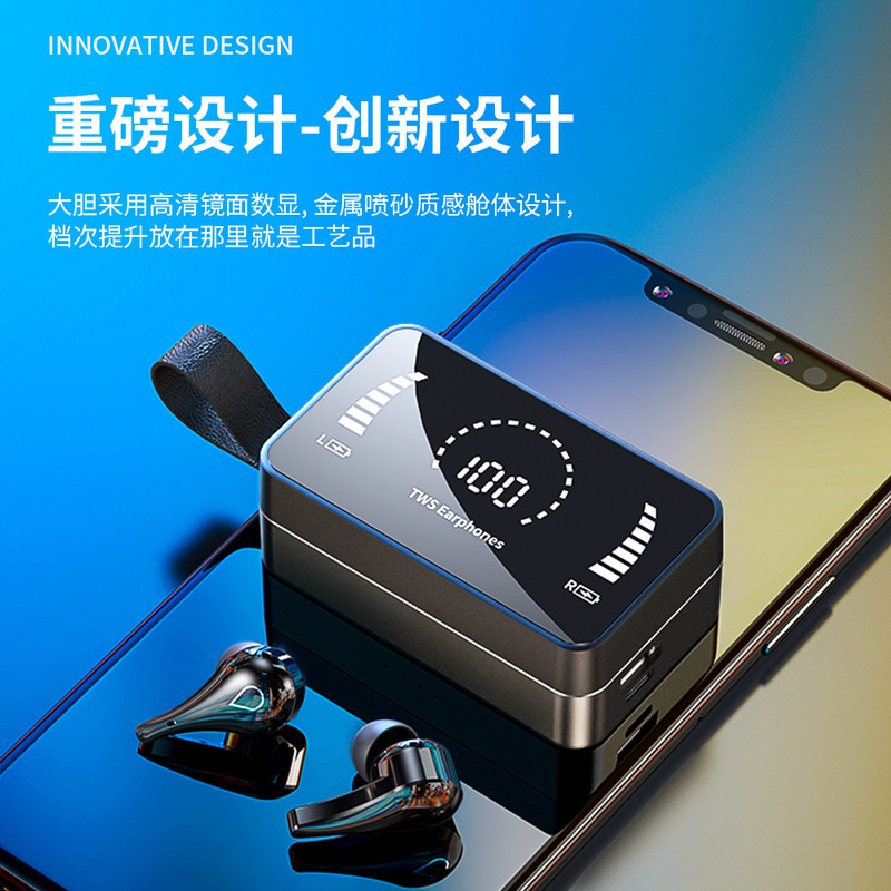 H3/H3S Bluetooth ヘッドセット TWS5.1 ステレオ低音ミラー デジタル ディスプレイ スポーツ ワイヤレス インイヤー パワーバンク|undefined