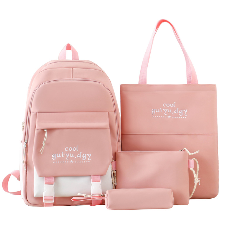 Mochilas infantis, mochila de estudante de quatro peças, novo estilo, moderna, grande capacidade, mochila de viagem, lazer, cor sólida, mochila simples_voghion.com