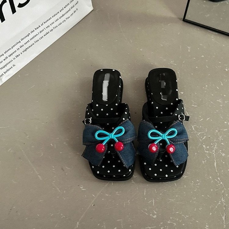 Un botón dulce arco ondulado flip flops para mujeres 06 verano usar coreana de suela gruesa sandallas de playa antideslizantes image 6