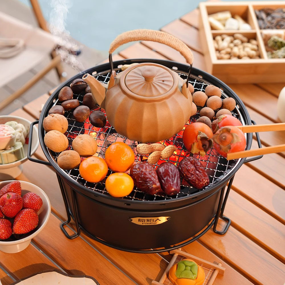 原始人围炉煮茶冬季烤火炉套装烧烤全套家用新款烤肉炉户外炭火炉