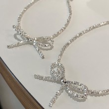 超仙细闪碎银子蝴蝶结项链女轻奢优雅甜美气质时尚百搭颈链锁骨链