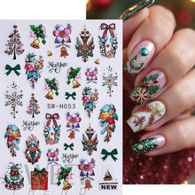 跨境新款圣诞节美甲贴纸混批圣诞老人雪花冬季指甲贴花3D立体贴纸
