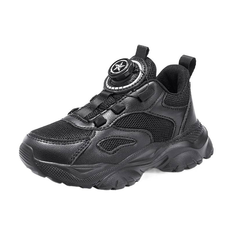 Zapatos respirables de malla para niños niños 2025 primavera y otoño nuevos zapatos deportivos para niños botones de escuela zapatos deportivos para niños