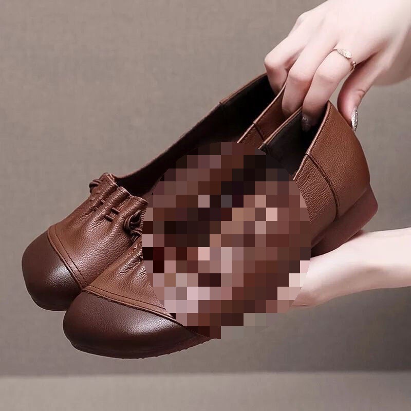 Brand Discount Flats Soft Leather Soft Sole Mother's Shoes 2025 Spring and Summer New Retro Flats Middle-Aged and Elderly Women's Leather Shoes Brand Discount Flats Soft Leather Soft Sole Mother's Shoes 2025 Spring and Summer New Retro Flats Middle-Aged and Elderly Women's Leather Shoes