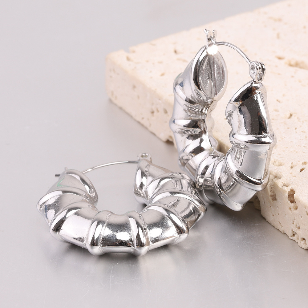 Solid Color Pattern Women's Gender 1 Pair Simple Style Solid Color Plating Titanium Steel Gold Plated Earrings