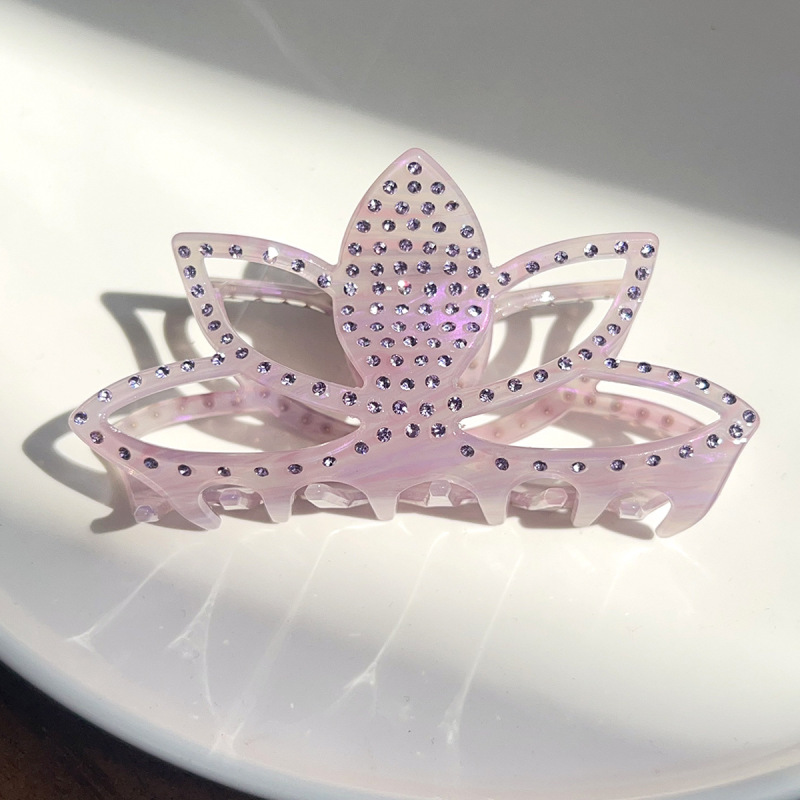 柏菲雅镶钻仿醋酸抓夹女高级感重工莲花发夹后脑勺盘发鲨鱼夹发饰|undefined